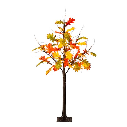 4Ft Pre-Lit Autumn Maple Artificial Fall Tree with Pinecones, Acorns & 60 Warm White LED Lights By Nearly Natural , 28" x 28" x 48" , Michaels®